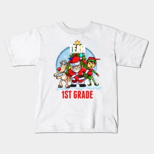 Team 1ST GRADE Santa Elf Reindeer Flossing Kids Christmas Kids T-Shirt